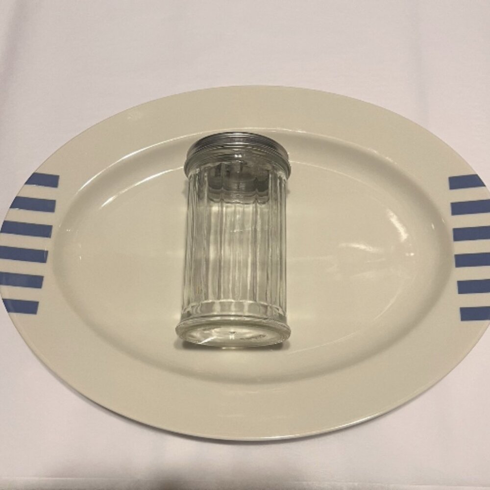 SWID POWELL. TsAO & McKnown. Seersucker Platter. Off white & Blue Stripe. B1